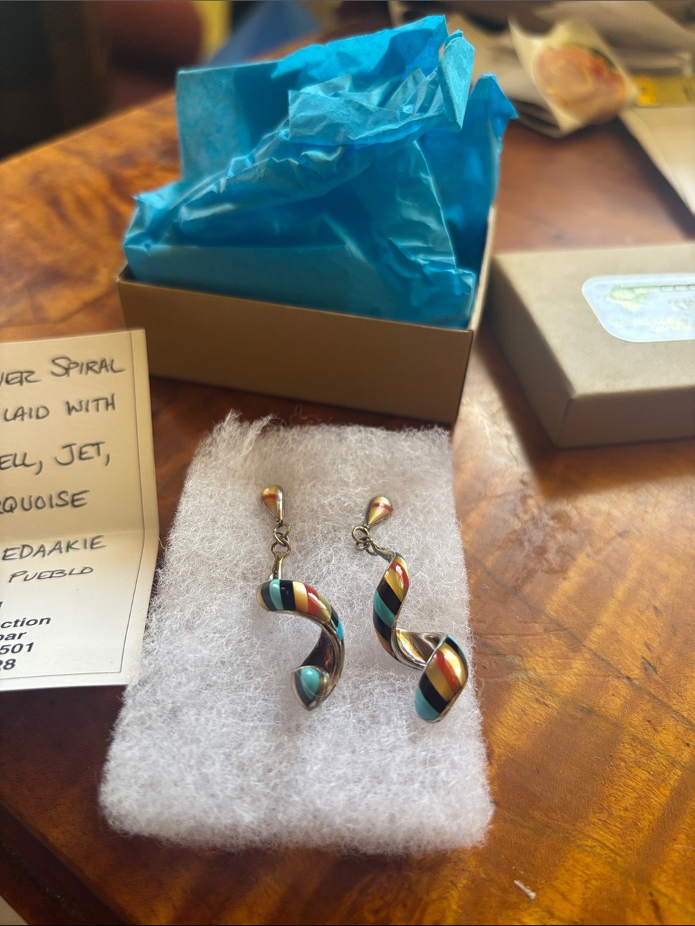 Zuni Sterling Silver Spiral Inlay Earrings by Idella Edaakie | Keshi Santa Fe